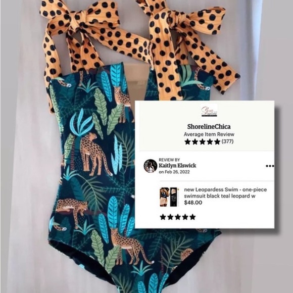 new Leopardess Swim Set Small one-piece swimsuit + cover-up resort-wrap / robe - Picture 13 of 16
